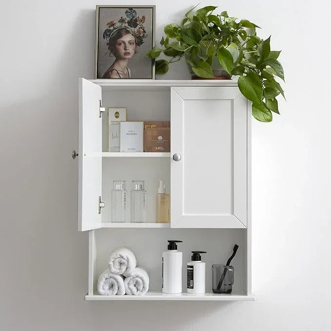 White Bathroom Wall Cabinet Over The Toilet Storage Cabinet, 24x30 Inch Wood Medicine Cabinets Wall Mounted Bathroom Cabinet with Doors for Laundry Room, Bedroom Kitchen - ModernBath