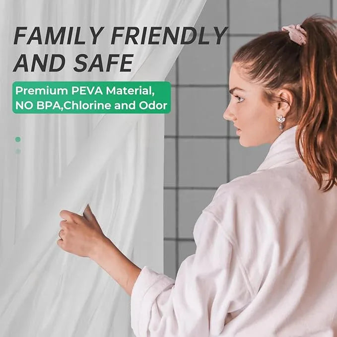 AmazerBath Frosted Shower Curtain Plastic 72x72 Inches, Heavy Duty Shower Curtain Waterproof, Thick PEVA Shower Curtains for Bathroom with 3 Big Clear Weighted Stones and 12 Rustproof Grommets - ModernBath