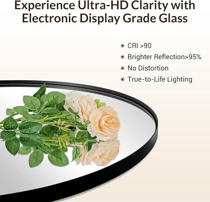 ANDY STAR Oval Bathroom Mirrors, 30x48’’ Double Vanity Mirror, Black Oval Mirrors for Bathroom, Stainless Steel Framed, 1’’ Deep Wall Mounted Vertical/Horizontal - ModernBath