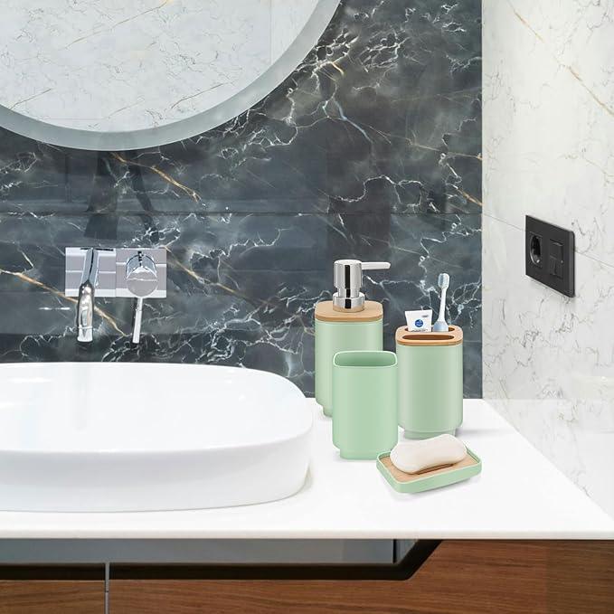IMAVO Bathroom Accessories Set,Green Bathroom Set,11 Pieces Bathroom Accessory Set,Trash Can for Bathroom Accessories Décor and Housewarming Gifts - ModernBath