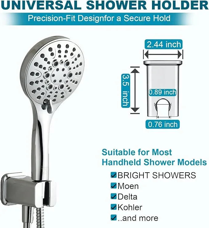 BRIGHT SHOWERS Wall Supply Elbow with Shower Head Bracket for Handheld Shower Head, Brass Core Wall Mounted Water Outlet, G1/2 Connector, Chrome - ModernBath