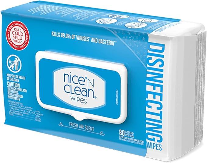 Nice 'N Clean Disinfecting Surface Wipes 80ct | Cleans & Disinfects Home & Kitchen Surfaces | Fresh Scent - ModernBath