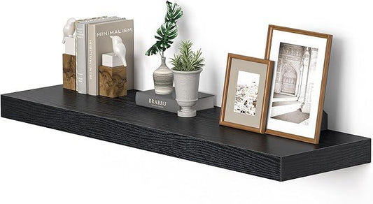 Vivelove Single Floating Shelves 36 inch Long, 10 in Deep Shelves Wall Mounted for Bedroom, Bathroom, Living Room, Kitchen, Office, Modern Shelf Home Decor, Set of 1, Black - ModernBath