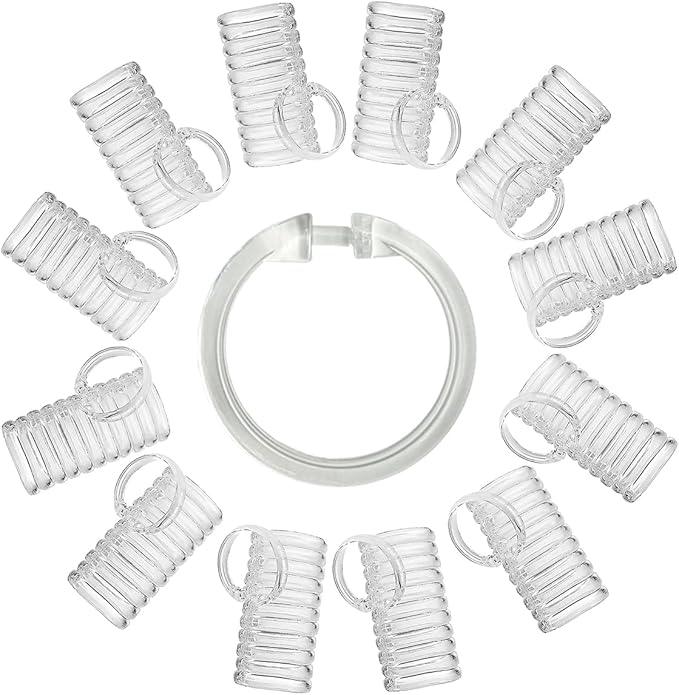 Kutesna 144 PCS Clear Plastic Shower Curtain Rings, O-Ring Shower Curtain Hooks, Shower Hooks for Bathroom Rods,Decorative Curtain Hooks with Smooth Glide, No Tools Installation & Rust-Proof Design - ModernBath