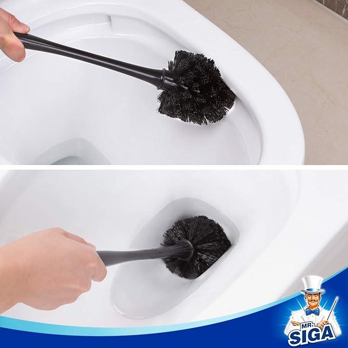 MR.SIGA Toilet Plunger and Bowl Brush Combo for Bathroom Cleaning, Black, 2 Sets - ModernBath