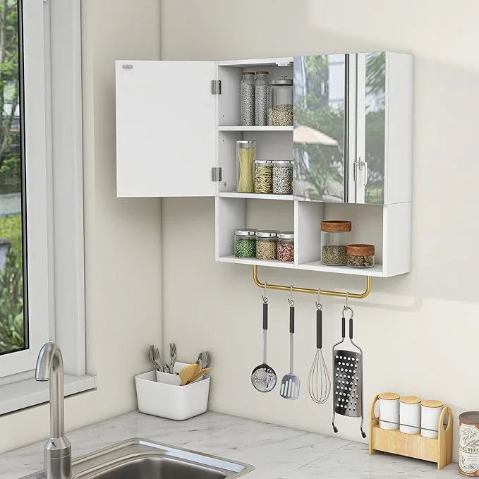 Wall Mounted Storage Cabinet with Mirror & Adjustable Shelves- Bathroom Medicine Cabinet with Towel Bar for Bathroom, Laundary, Enterway,Bedroom - ModernBath