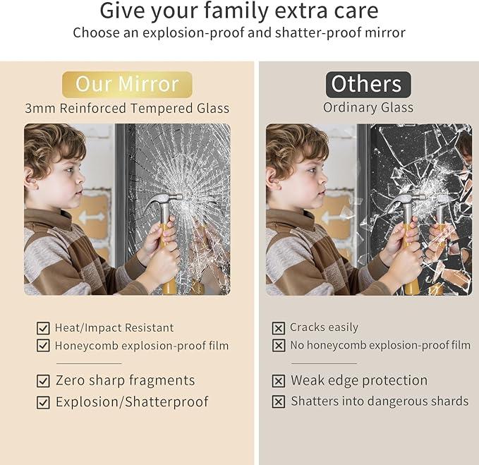Koonmi Black Bathroom Mirror for Wall, 30x71 Inch Matte Metal Deep Framed Rounded Corner Wall Mirror, Shatterproof Tempered Glass for Farmhouse Bedroom Entryway, Vertically or Horizontally - ModernBath