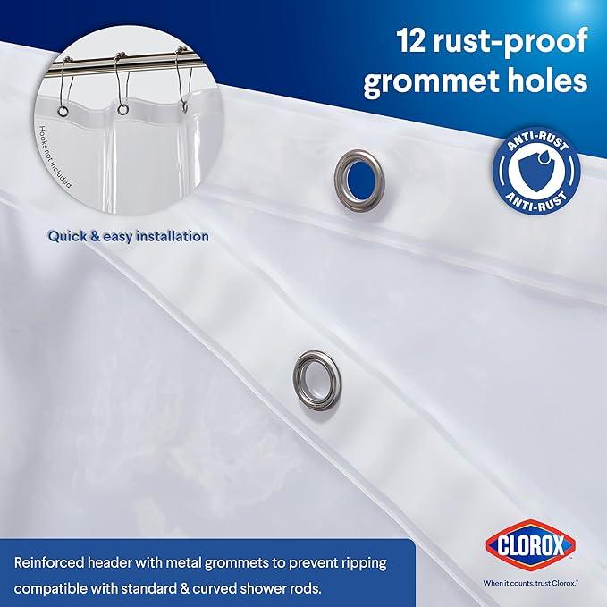 CLOROX Shower Curtain Liner, Premium Medium-Weight Durable Waterproof 6g PEVA for Bathroom with Weighted Magnets, Extra Long 72" x 96", Clear 1 Pack - ModernBath