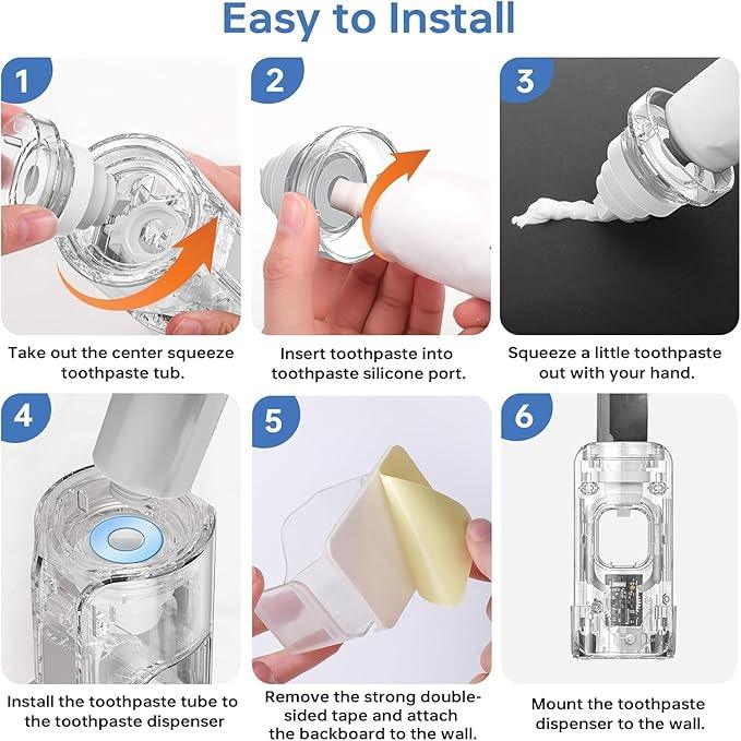 Automatic Toothpaste Dispenser Wall Mounted - Hands-Free Toothpaste Squeezer with 3 Speed Settings, 2 Toothbrush Holders & Strong Adhesive - Smart Bathroom Organizer for Kids and Adults - ModernBath