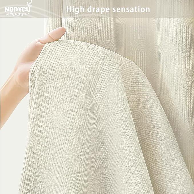 NDDYCU Cream Shower Curtain Cotton Boho Texture Mid Century Minimalist Arch Shower Curtain for Bathroom, Ivory,72" W X 72" L - ModernBath