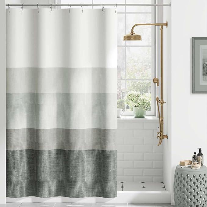jinchan Small Stall Shower Curtain 48x72 Inches Ombre Cloudy Grey Striped Shower Curtains for Bathroom Gradual Color Waterproof Fabric Minimalist Modern Neutral with 8 Hooks - ModernBath