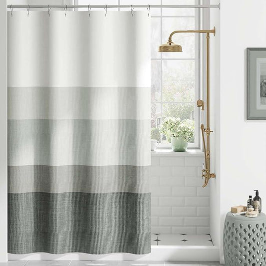 jinchan Small Stall Shower Curtain 48x72 Inches Ombre Cloudy Grey Striped Shower Curtains for Bathroom Gradual Color Waterproof Fabric Minimalist Modern Neutral with 8 Hooks - ModernBath