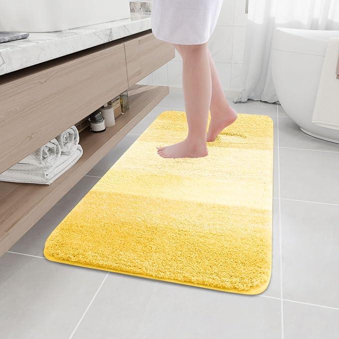 Arotive Microfiber Bathroom Rugs, Shaggy Soft and Absorbent Bath Rug, Non-Slip, Thick Plush Machine Washable Dry Bath Mats for Bathroom, Tub and Shower, 44x24, Yellow, Rectangular - ModernBath