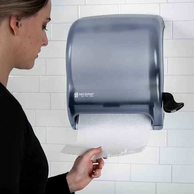 San Jamar Classic Element Paper Towel Dispenser Fits All Core Sizes with Lever for Bathroom, Kitchens, and Restaurants, Plastic, 8.5 x 12.5 x 12.75 Inches, Arctic Blue - ModernBath