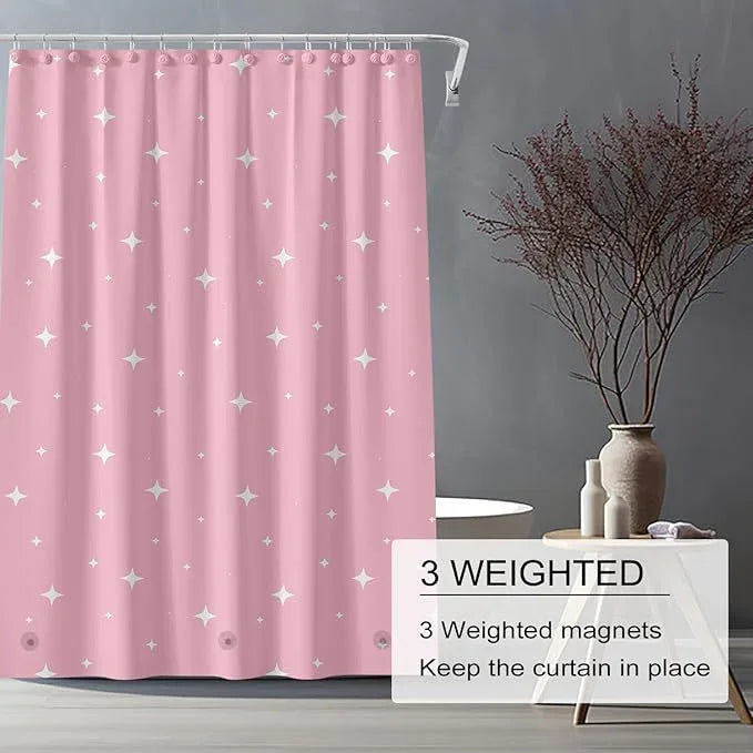 TIKABC Shower Curtain Liner, 4G PEVA Shower Liner, Plastic Waterproof Shower Curtains, with Grommet Holes and 3 Magnetic Weights(Dream Pink) - ModernBath
