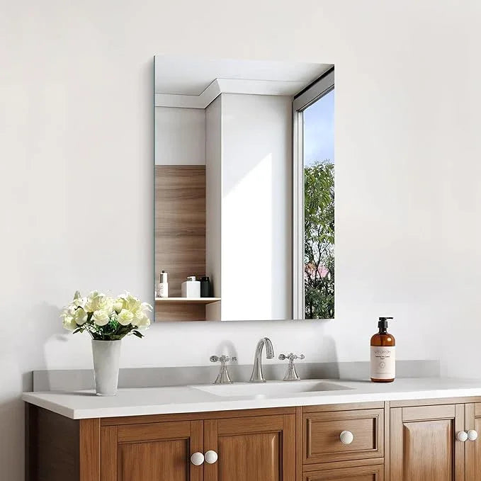 KOCUUY Frameless Mirror, 16"x24" Bathroom Mirror for Over Sink, Unframed Mirrors for Wall Upgraded Shatterproof Design, Modern Decorative for Bedroom, Living Room, Entryway - ModernBath