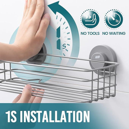TAILI Shower Caddy Suction Cup 2 Pack with Hooks & Soap holder, Heavy Duty Shower Organizer for Bathroom, No Drilling Bathroom Organizer with Large Capacity, Metal Storage Basket-Grey - ModernBath