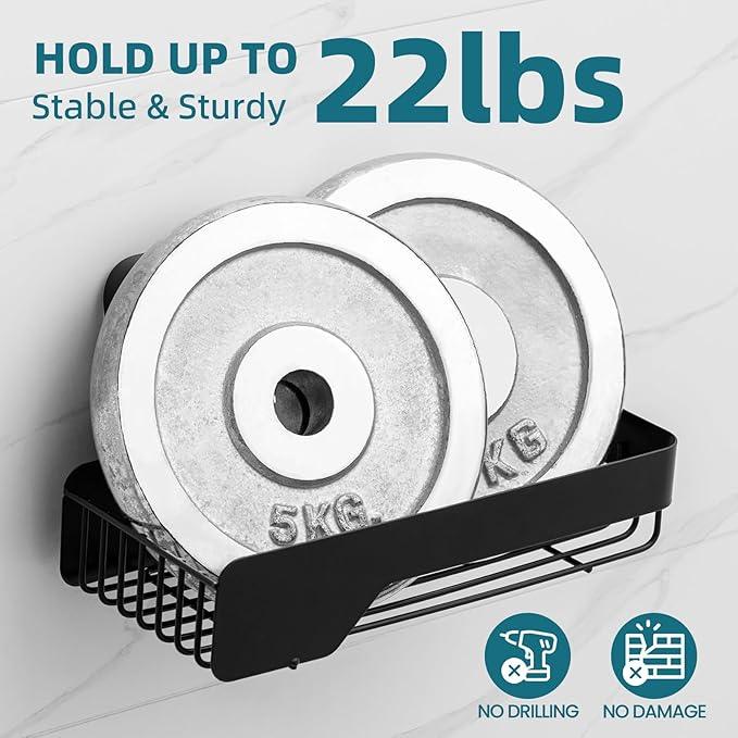 TAILI Shower Caddy Suction Cup 2 Pack,Stainless Steel Rustproof Shower Shelves,No Drilling Wall Mounted Basket,Large Capacity,Removable Suction Cup Bathroom Organizers & Home Decor,Black - ModernBath