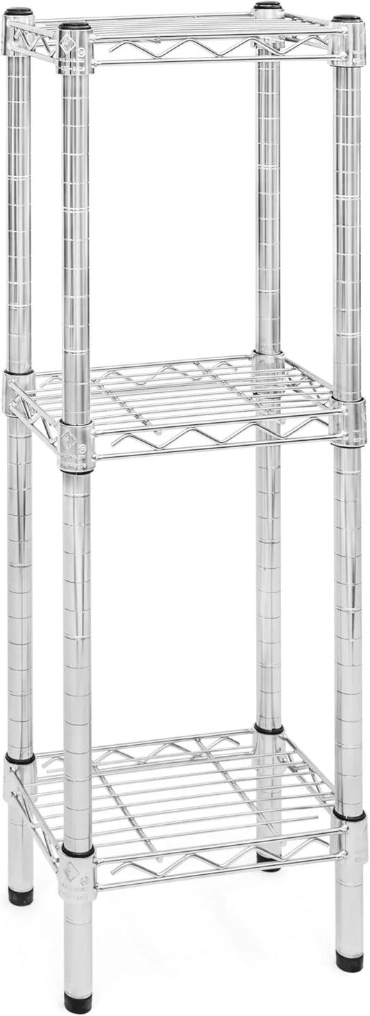 Shelving Inc. 8" d x 12" w Chrome Wire Shelving with 3 Tier Shelves, Weight Capacity 800lbs Per Shelf - ModernBath