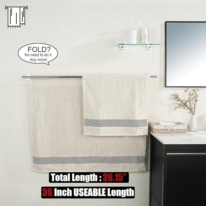 JQK Double Bath Towel Bar, 39 Inch 304 Stainless Steel Thicken 1mm Towel Rack for Bathroom, Bath Towel Holder Polished Chrome Wall Mount, Useable Length 36 Inch, TB100L36-CH - ModernBath