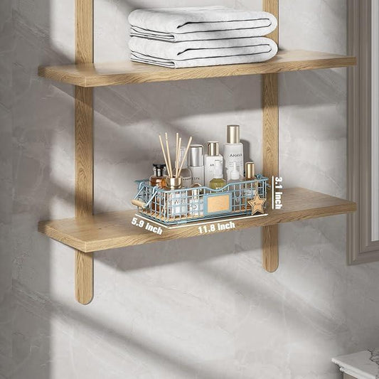 Bathroom Organizer Basket with Handle, Home Decor Basket- Bathroom Organizers and Storage - Exquisite Vanity Tray for Skincare - Restroom Counter Baskets for Organizing - Blue - ModernBath