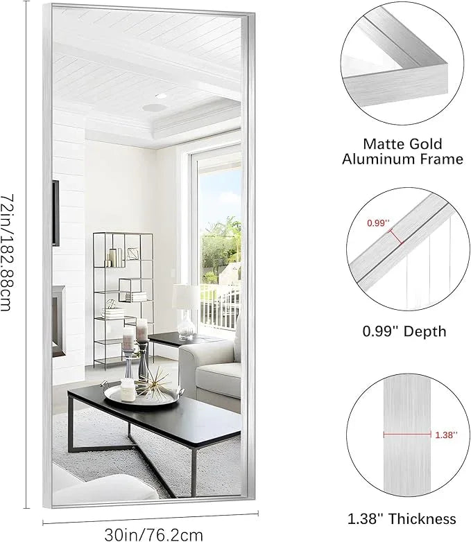 NIMURY Silver Bathroom Mirror, 72x30 Inch Rectangular Deep Frame Mirror, Large Wall Mounted Bathroom Vanity Mirror Over Sink for Bedroom,Restroom, Living Room, Hangs Vertically or Horizontally - ModernBath