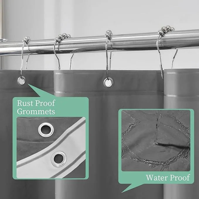 Mrs Awesome Dark Grey Shower Curtain Liner with 3 Magnets, 72x72 Premium Flexible Sturdy Plastic Shower Curtain for Bathroom Lightweight & Waterproof, Dark Gray - ModernBath
