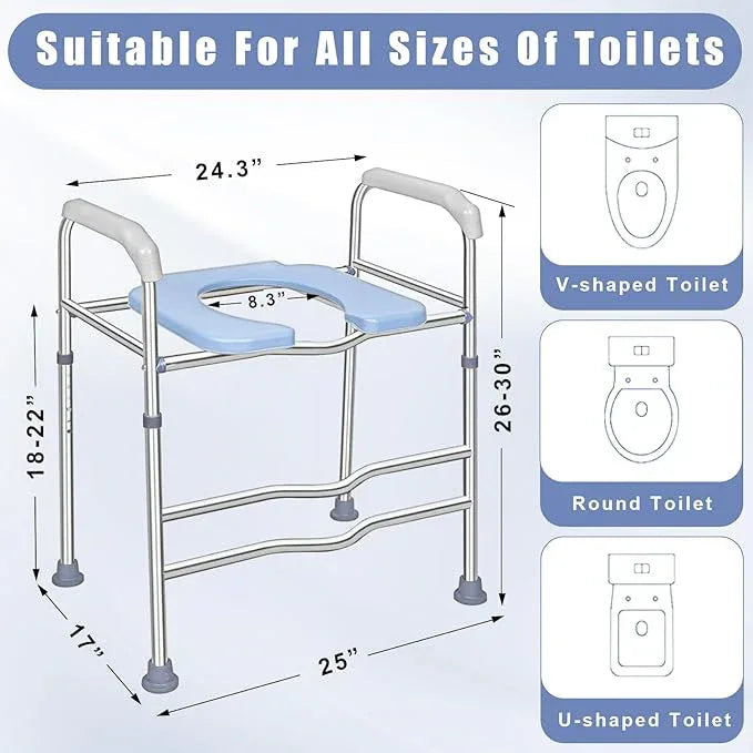 Hoqqf Toilet Seat Riser for Seniors, Raised Commode Chair for Toilet with arms, Adjustable 18–22 Inch Height,400 lb Handicap Elevated Toilet Seat, Fits V, U and Round Toilets. - ModernBath