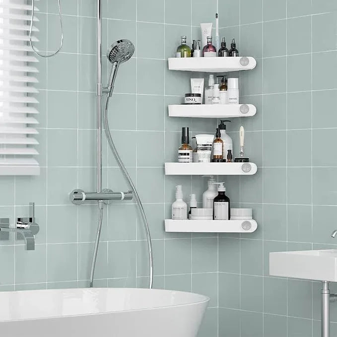 Sotfamily Shower Caddy Corner, 4 Pack Adhesive Corner Shower Shelves for Bathroom Organizers and Storage, Rust Free Plastic Rack for Bathroom Accessories & Decor, White - ModernBath