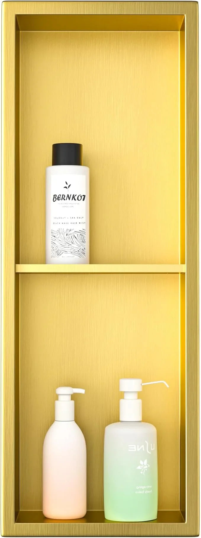 Stainless Steel Shower Niche 8"×24" Gold Double Shelf No Tiled Needed Niche Shower for Bathroom Wall Recessed Bathroom Shelf for Storage - ModernBath