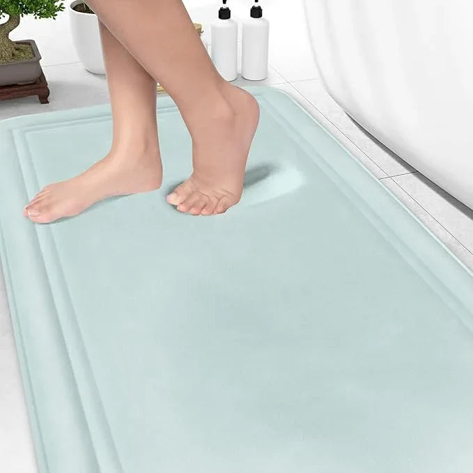 ITSOFT Memory Foam Bath Mat 59x23, Non Slip, Machine Washable, Quick Dry & Absorbent Rugs, Bath Mats for Bathroom Floor, Tub & Shower, Bathroom Rug, Spa Blue - ModernBath