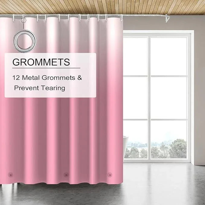 TIKABC Shower Curtain Liner, 4G PEVA Shower Liner, Plastic Waterproof Shower Curtains, with Grommet Holes and 3 Magnetic Weights(Gradient Pink) - ModernBath
