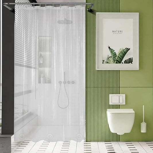 AmazerBath Long Stall Shower Curtain 60x84 Inches, Premium PEVA Heavy Duty Clear Shower Curtain, Waterproof Thick Bathroom Curtain with 3 Big Weighted Stones and 10 Rustproof Grommet Holes - ModernBath