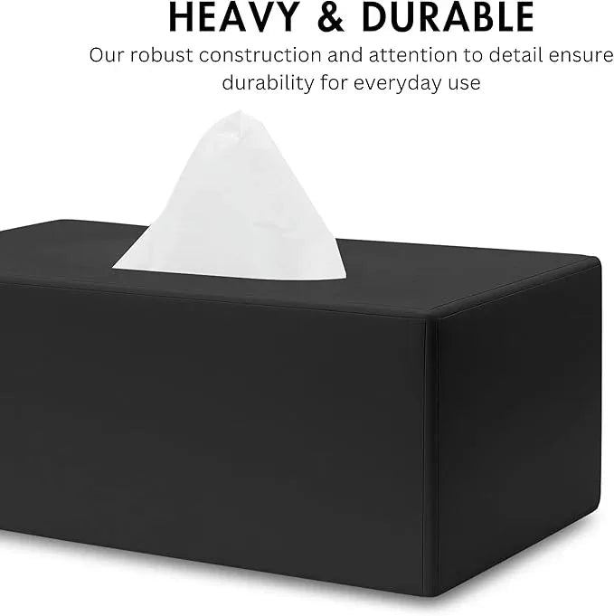 Yew Design Matte Black Tissue Box Cover Rectangular, Facial Tissue Dispenser for Bathroom, Kitchen, Bedroom, Office, Hotel, Restaurant, Countertop, Nightstand, Car, and Desk - ModernBath
