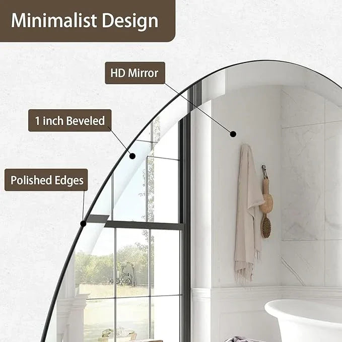CLBA 30 inch Beveled Bathroom Mirror, Frameless Round Mirror, 1" Polished Beveled Edge Circle Mirror for Bathroom, Living Room, Bedroom - ModernBath