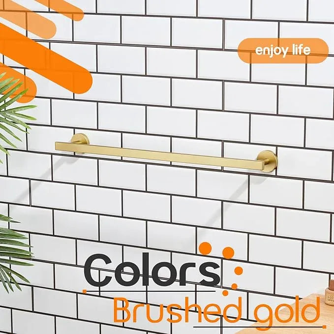 20 Inch Bathroom Towel Bar Bath Towel Rack Kitchen Towel Holder Towel Shelf Wall Mounted SUS304 Stainless Steel Brushed Gold AN4001GD-L20 - ModernBath