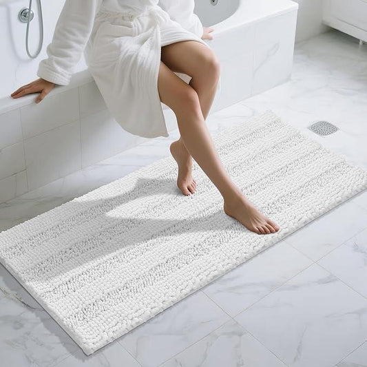 Yimobra Bathroom Runner Rugs 60"x24", Non Slip and Absorbent Bath Mat, Super Soft Water Absorbent Hallway Carpet, Machine Washable Rug for Vanity Tub Shower, White - ModernBath