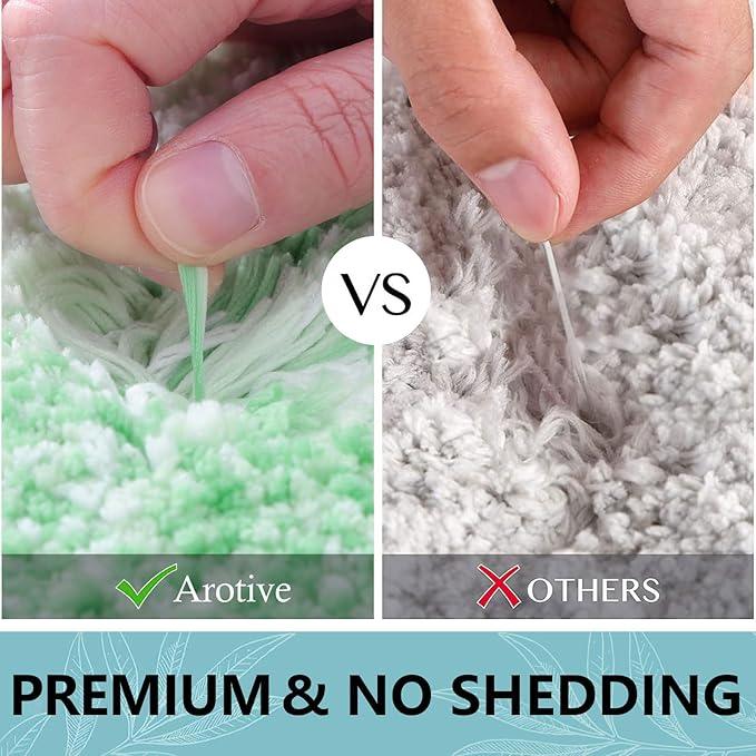 Arotive Microfiber Bathroom Rugs, Shaggy Soft and Absorbent Bath Rug, Non-Slip, Thick Plush Machine Washable Dry Bath Mats for Bathroom, Tub and Shower, 47x24, Green, Rectangular - ModernBath