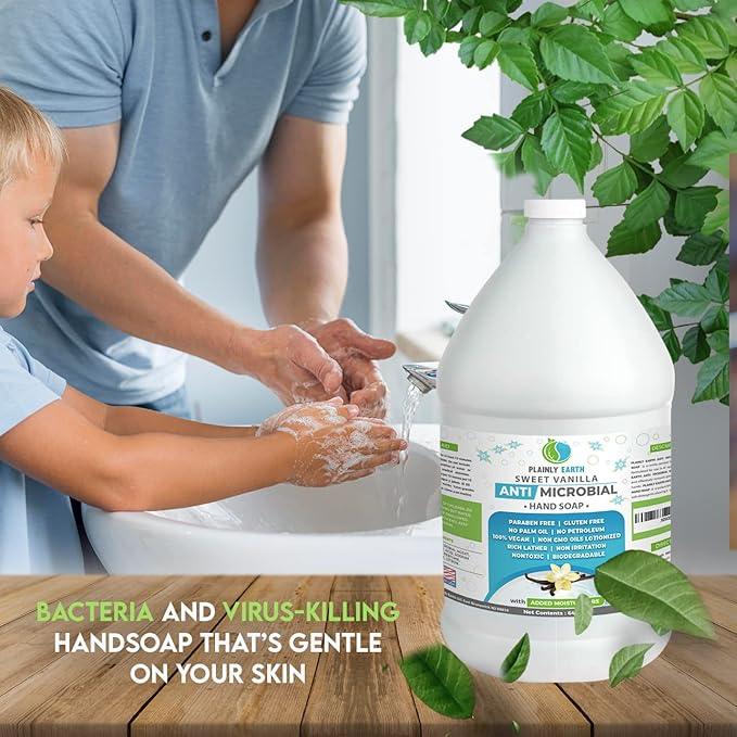 Plainly Earth Antimicrobial Liquid Hand Soap (6 x 64 Oz) - Antibacterial Soap Refill - Hand Soap Refill Bottle - Cruelty Free Moisturizing Soap, Sweet Vanilla - ModernBath