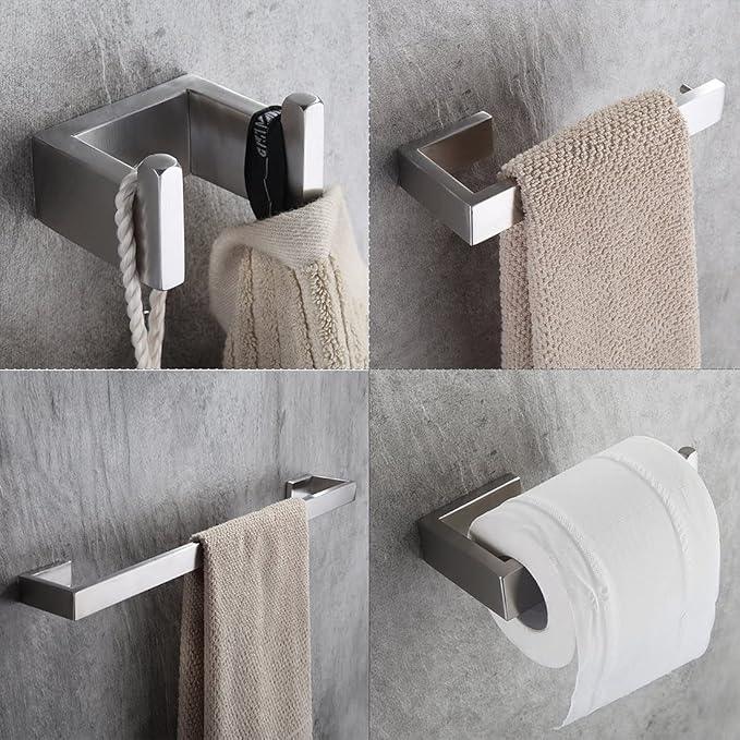 Fapully Four Piece Bathroom Accessories Set Stainless Steel Wall Mounted,Brushed Nickel Finished - ModernBath