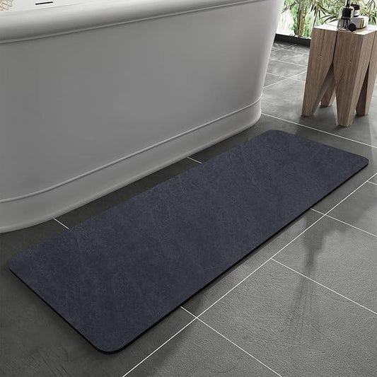 MontVoo -Bath Mat Rug-Rubber Backing Non Slip Quick Dry Absorbent Thin Bathroom Rugs Fit Under Door-Faux Suede Surface Bathroom Floor Mats-Shower Rug for in Front of Bathtub Shower Navy 24"x48" - ModernBath
