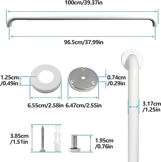 Rackickyer Shower Grab Bar, 2 Pack 39.4 Inch White Bathroom Grab Bar, 1.25" Diameter 304 Stainless Steel Anti-Slip Grab Bars for Bathtubs and Showers, Handicap Shower Grab Bar for Seniors Elderly - ModernBath