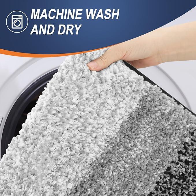 OLANLY Bathroom Rug Mat 44x24, Extra Soft and Absorbent Microfiber Bath Rugs, Non-Slip Plush Shaggy Bath Carpet Runner, Machine Wash Dry, Bath Mats for Bathroom Floor, Tub and Shower, Black - ModernBath