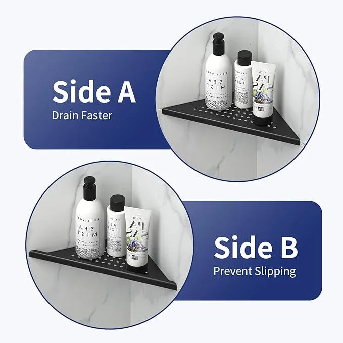8'' Corner Shower Shelf 2 Pack, 304 Stainless Steel Grout in Bathroom Shelves, Recessed Shelf Rack for Tiled Wall, No Drilling Needed (8'', Black) - ModernBath