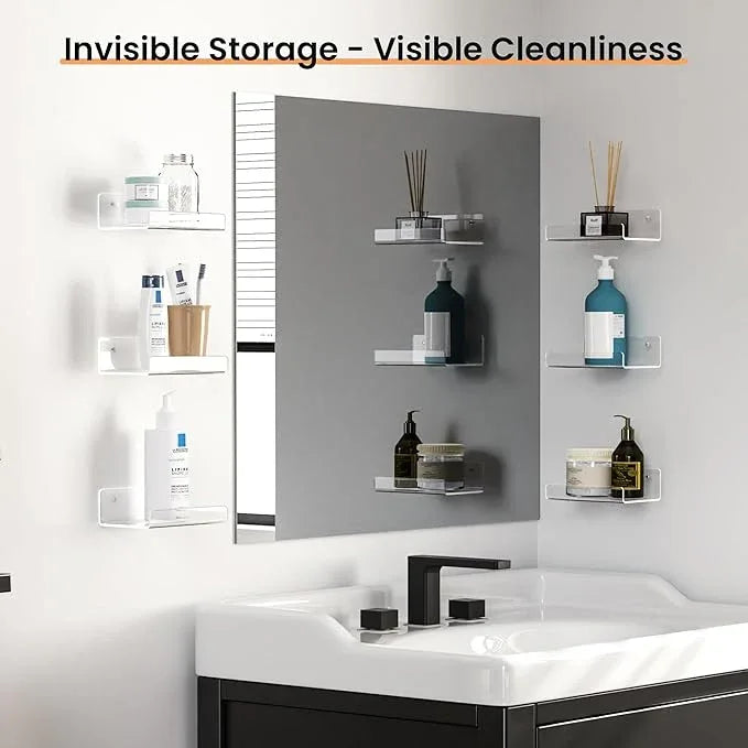 upsimples 6 Pack 6'' x 4'' Acrylic Small Shelves, Floating Shelves for Wall, Display Shelf Organizer for Plants, Speaker, Radio, Toys, Clear - ModernBath