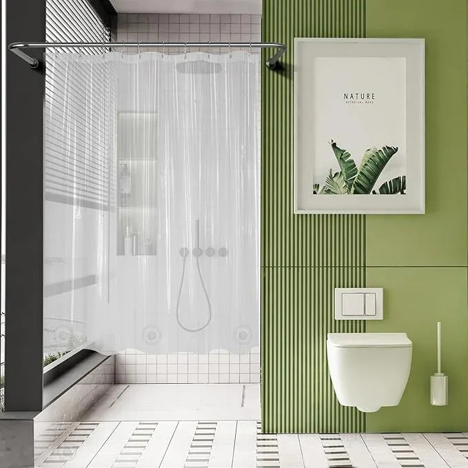 AmazerBath Small Stall Shower Curtain Clear 60x60 Inches, Plastic RV Shower Curtain for Camper, Heavy Duty 8G Premium PEVA, Bathroom Accessories with 3 Big Stones and 10 Rustproof Grommets - ModernBath