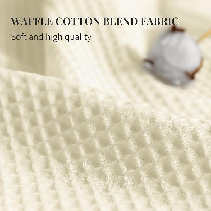 River Dream Cream Fabric Shower Curtain Set, Cotton Blend, Waffle Weave, with Snap in Replacement Liner，71 x 74 inches - ModernBath