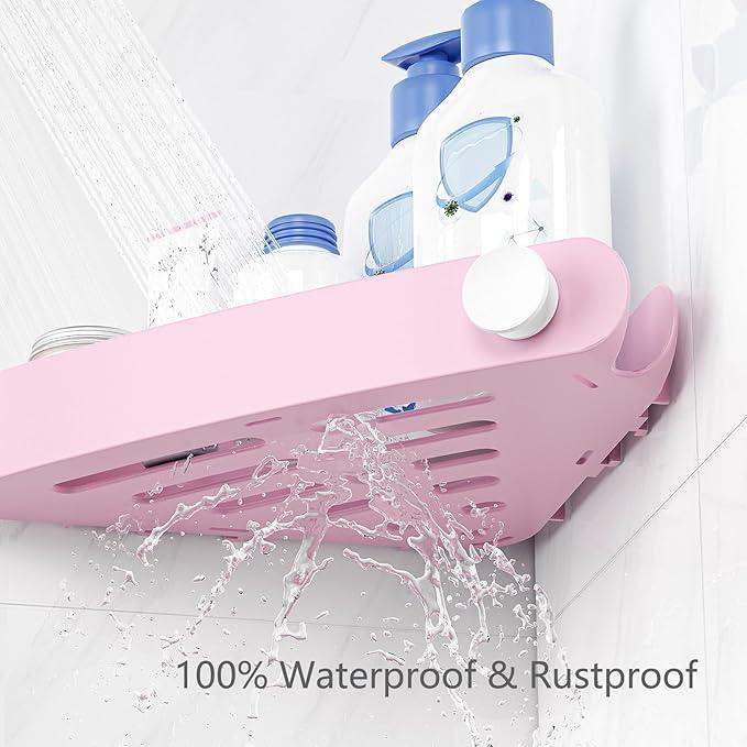 Sotfamily Shower Caddy Corner, 4 Pack Adhesive Corner Shower Shelves for Bathroom Organizers and Storage, Rust Free Plastic Rack for Bathroom Accessories & Decor, Pink - ModernBath