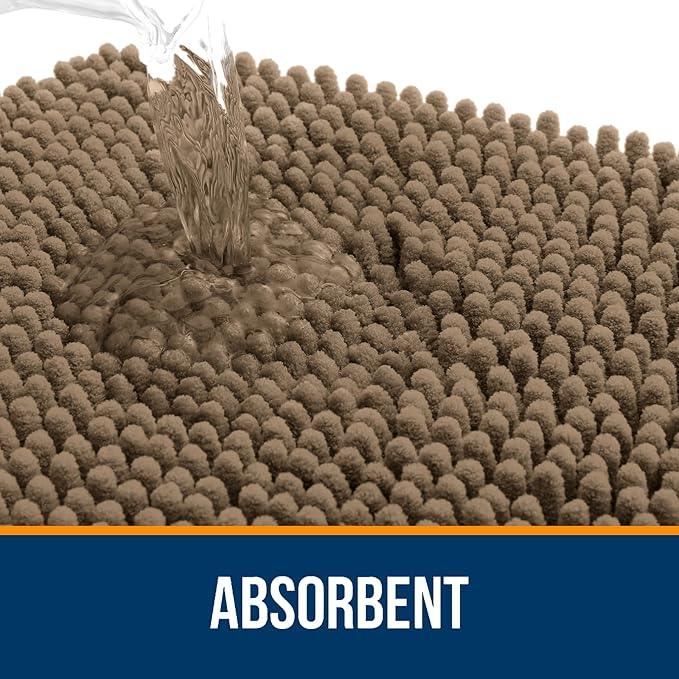 OLANLY Bathroom Rugs 24x16, Extra Soft Absorbent Chenille Bath Rugs, Rubber Backing Quick Dry, Machine Washable Bath Mats for Bathroom Floor, Tub and Shower, Home Decor Accessories, Tan - ModernBath