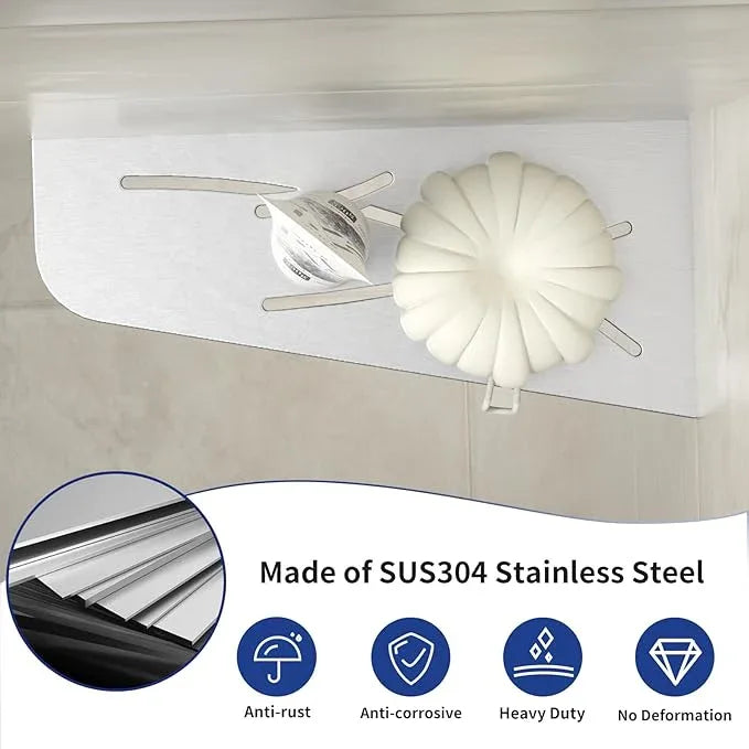 Corner Shower Shelf 12" Brushed 304 Stainless Steel Quadrilateral Corner Shelves Recessed Bathroom Storage Shampoo Holder Organizer Kitchen Shelf Rack 2 Pack, No Drilling Needed - ModernBath
